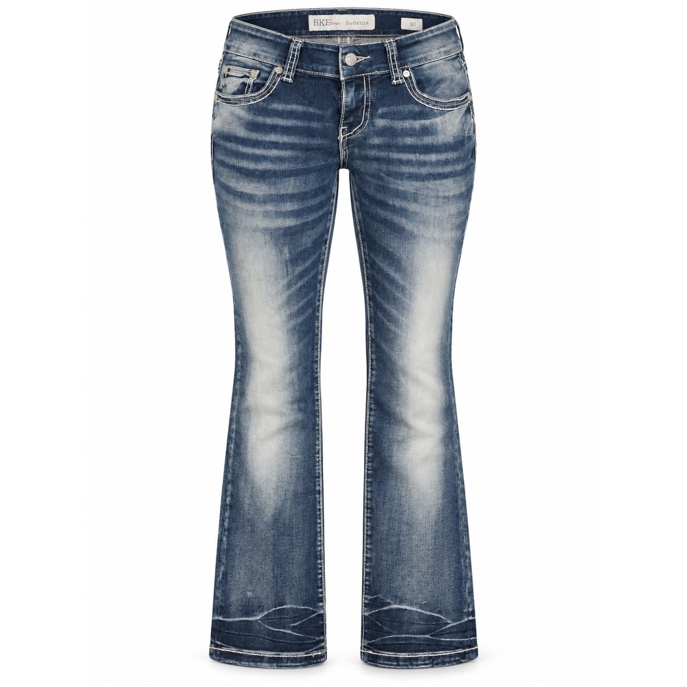 BKE Denim Sabrina Women's Low-Rise Bootcut Jeans Size 30 Distressed Wash